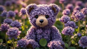 teddy bear, flower, violet